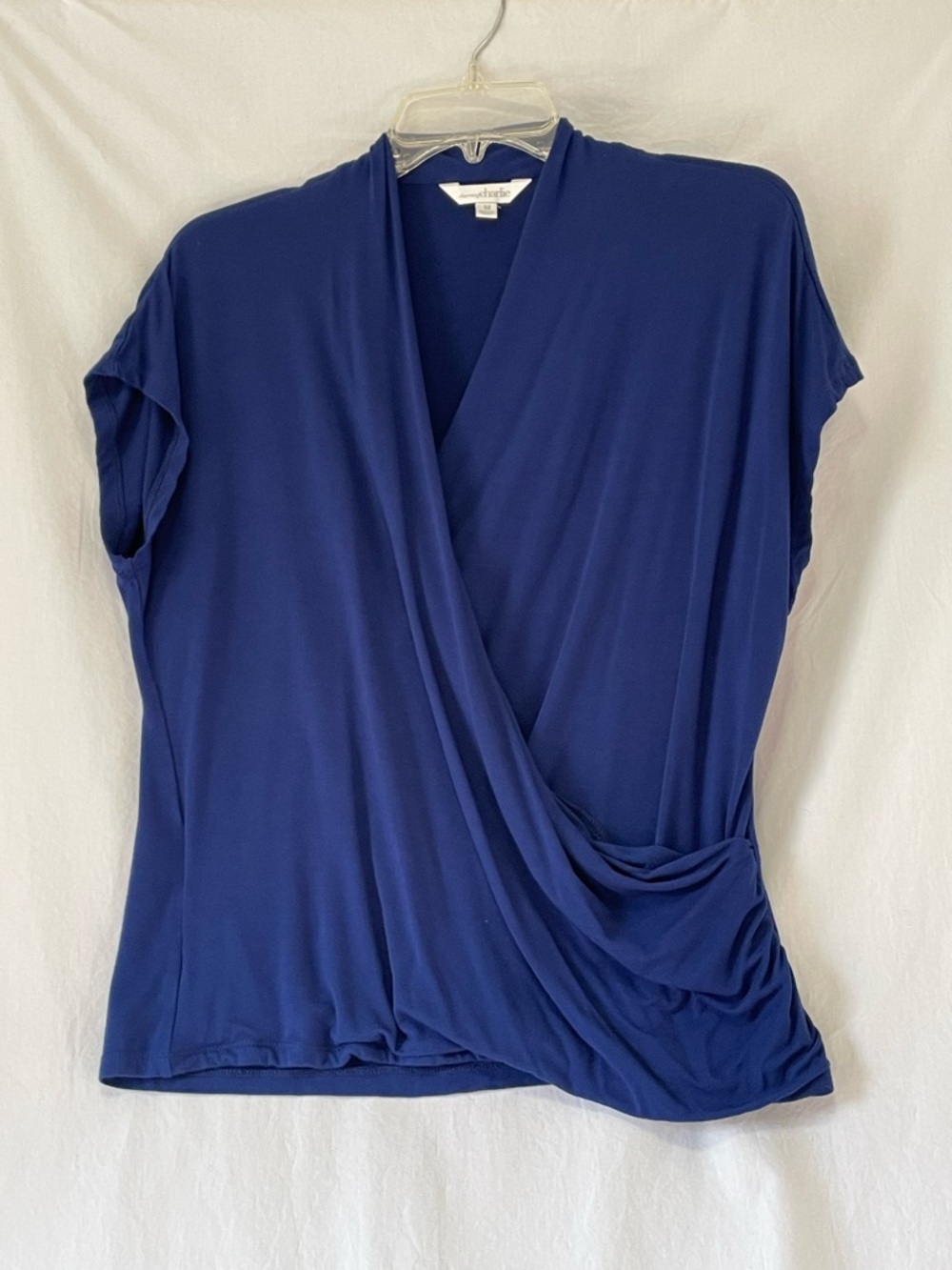 Charming Charlie Royal Blue Draped Surplice Top Sz Med 95% Rayon